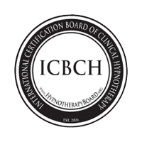 A round black and white logo for the International Certification Board of Clinical Hypnotherapy (ICBCH). The center contains the acronym "ICBCH," with the website "www.HypnotherapyBoard.org" beneath it and "Est. 2006" at the bottom.
