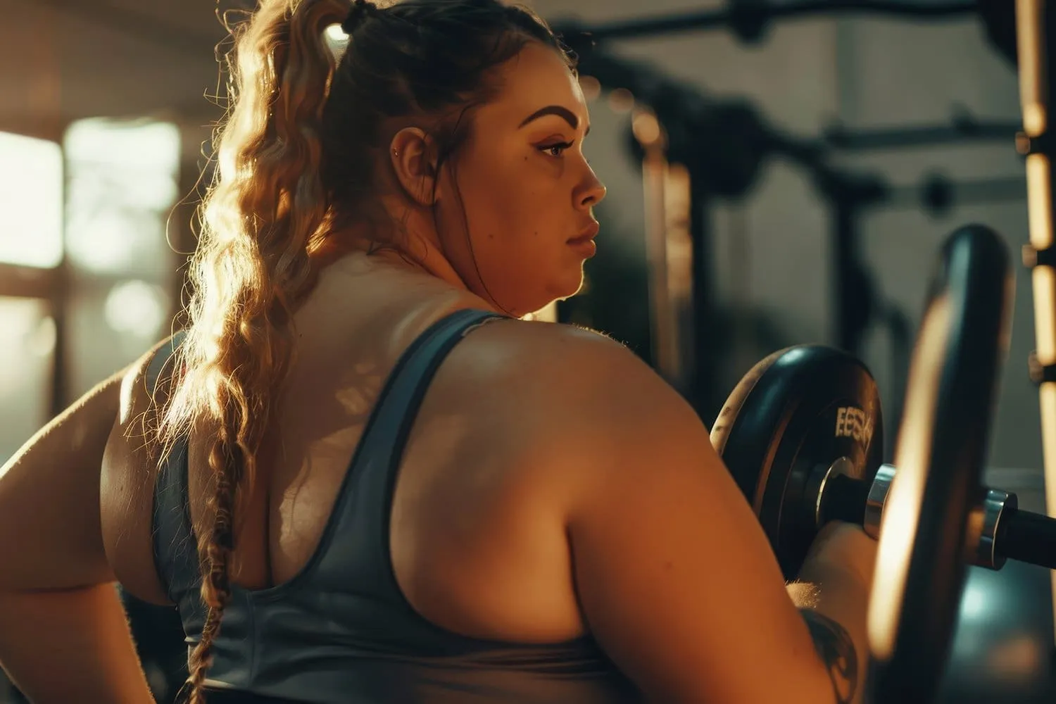 A overweight person working out