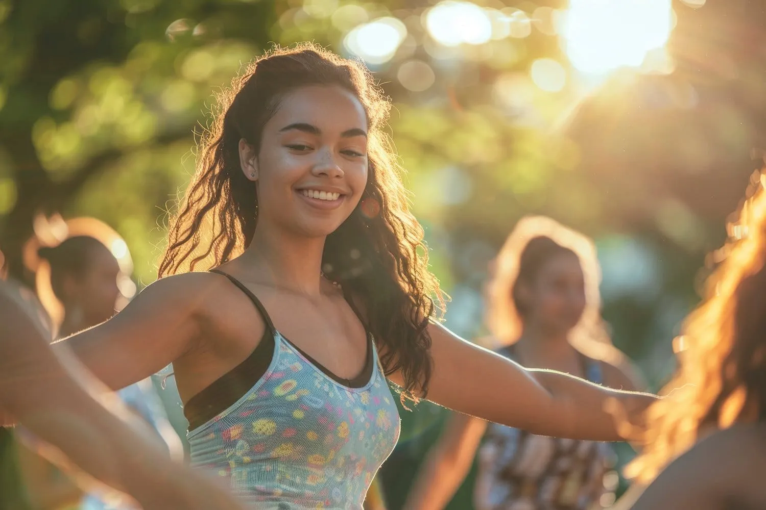 The Science Behind Fat Loss Hypnosis: Reprogramming Your Mind for a Healthier You 62 A person exercising outdoors with a happy and energetic background