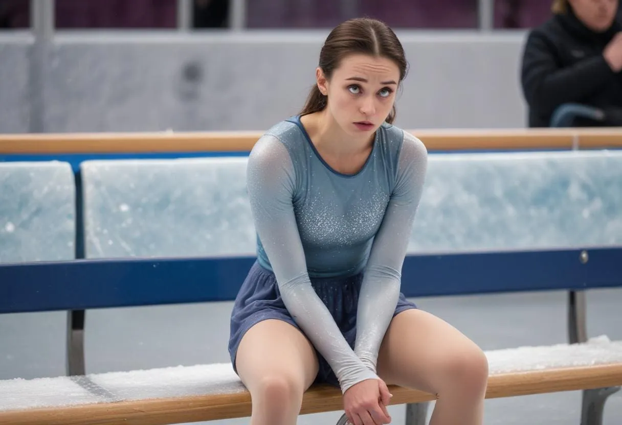 Breaking the Ice: The Role of Hypnotherapy in Ice Skating Psychology 61 An ice skater sitting on the bench looking anxious and stressed