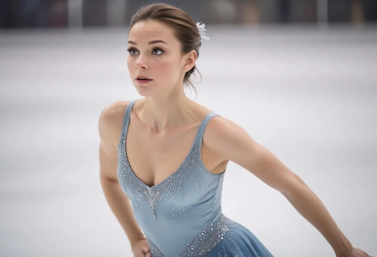 Breaking the Ice: The Role of Hypnotherapy in Ice Skating Psychology 62 An ice skater taking a deep breath looking calm and focused