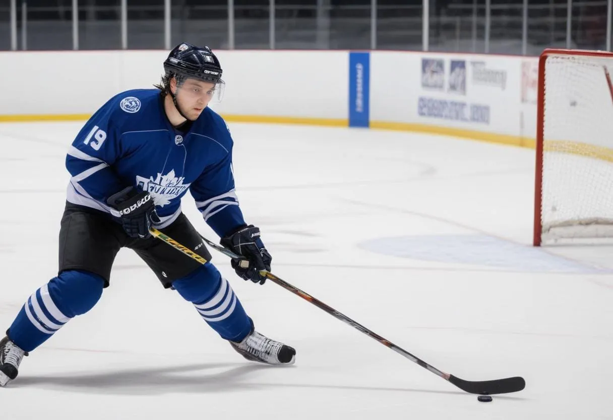 A hockey player practicing visualization techniques