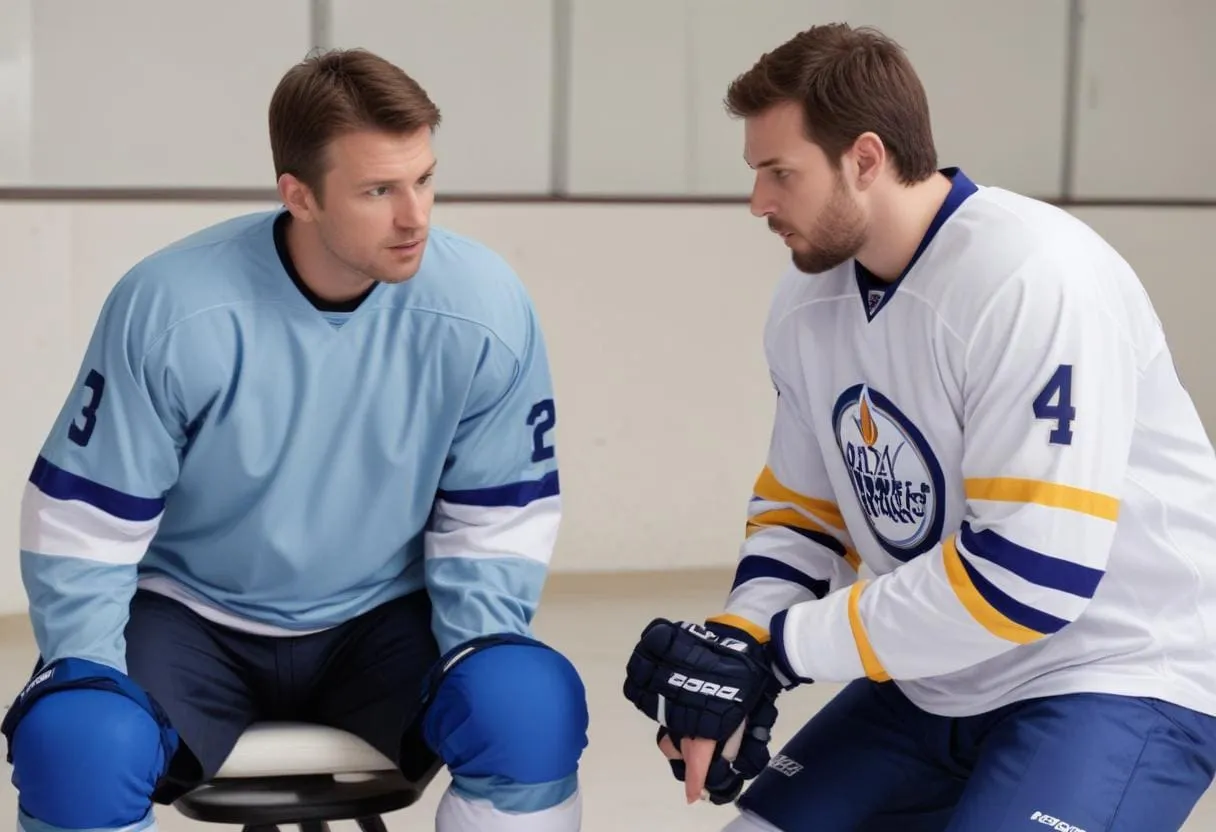 A hypnotherapist working with a hockey player