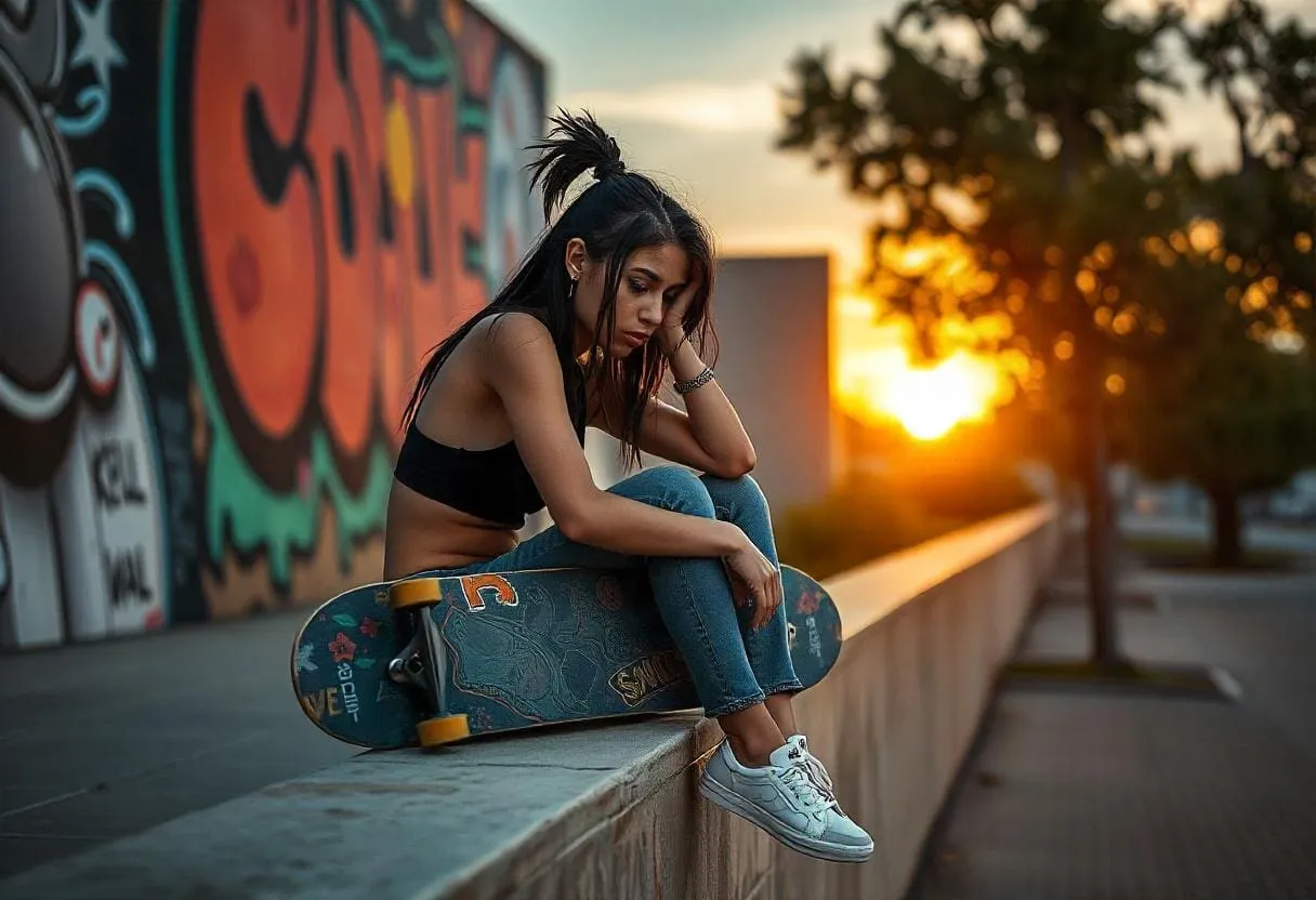 Fearless Focus: The Role of Hypnotherapy in Skateboarding Psychology 61 A skateboarder sitting on the ground looking frustrated and defeated