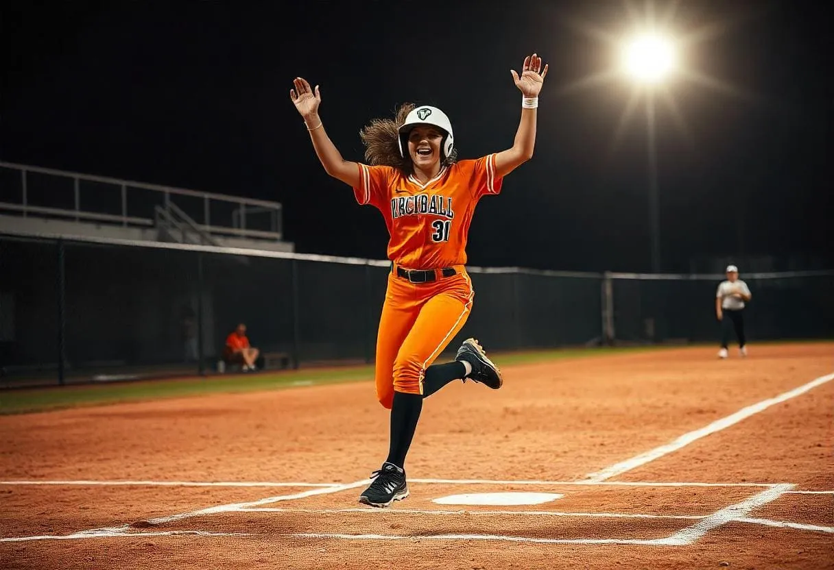 Hitting with Confidence: How Hypnotherapy Enhances Softball Psychology 62 A female softball player celebrating a home run