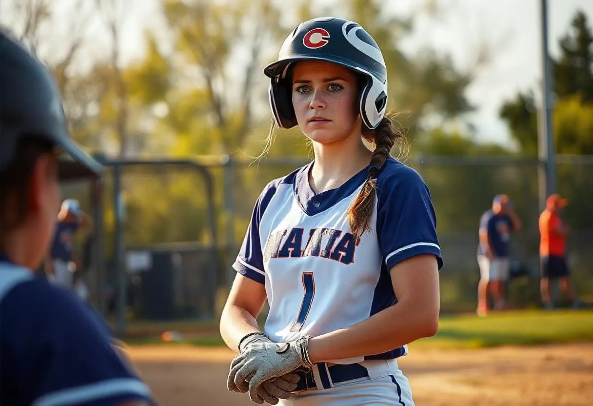 Hitting with Confidence: How Hypnotherapy Enhances Softball Psychology 61 A female softball player looking anxious at the plate