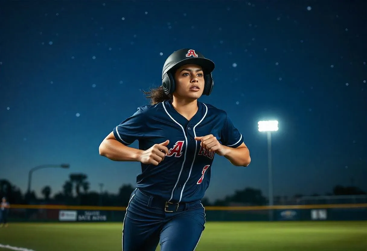 A softball player visualizing success