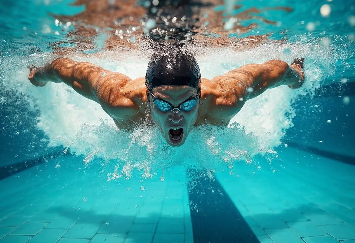 Competitive Swimmer Underwater in Pool